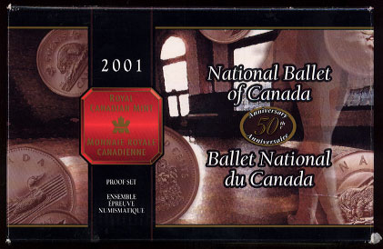 2001 Canada Proof Set National Ballet of Canada 50th Anniversary Canadian Coinage