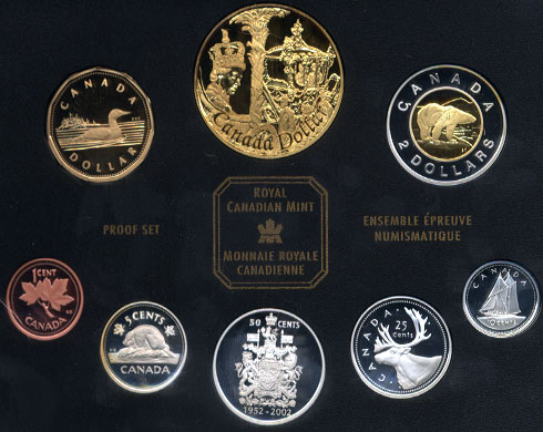 2002 Canada Proof Set Golden Jubilee Special Gold Plated Edition