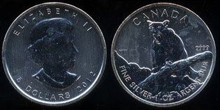 2012 Canada 5 Dollar Cougar 1 oz. .999 Fine Silver