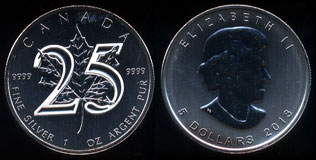 2013 Canada 5 Dollars 25th Anniversary