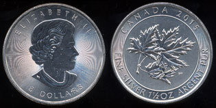 2015 Canada 8 Dollar Super Leaf 1 1/2 oz. .999 Fine Silver 