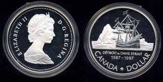 1987 Canadian Dollar Detroit de Davis Strait Commemorative
