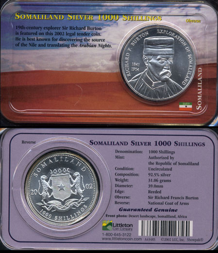 Somaliland Silver 1000 Shillings .925 Silver