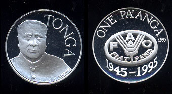 1995 Proof Tonga Silver ONE PA'ANGA Coin