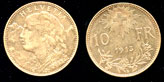 Swiss 10 franc gold coin
