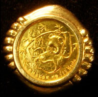 1985 China 5 Yuan Panda Gold Coin Ring