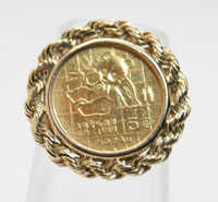 1989 China Panda 5 Yuan 1/20 oz. Gold Coin Ring