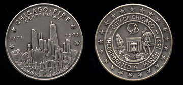 1871-1971 Chicago Fire Centennial Silver Round