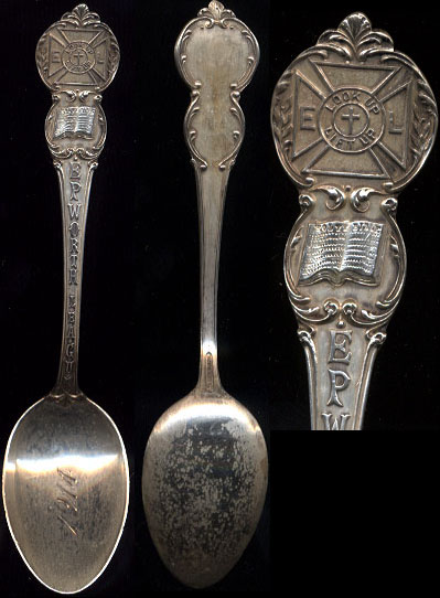 E.P. Worth League Look Up -- Lift Up 1914 Sterling Silver Souvenir Spoon, 18.2 Grams
