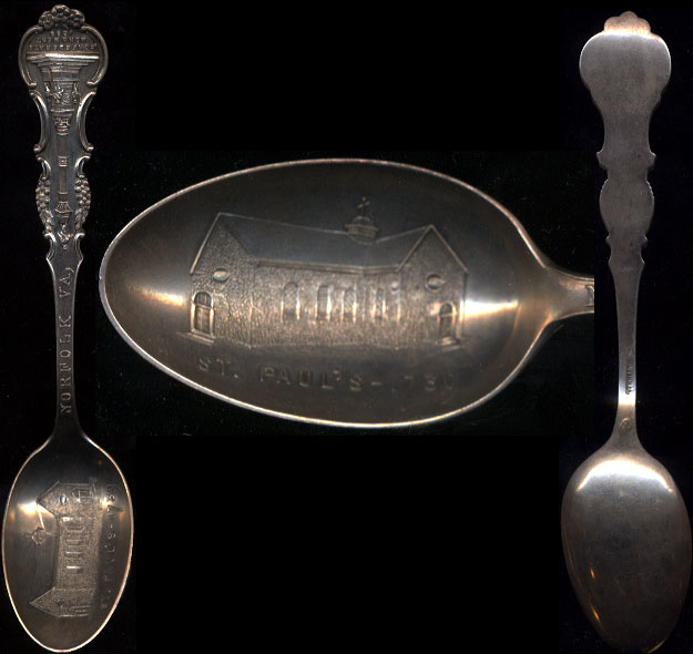 Sterling Silver 1739 St. Pauls Norfolk, VA & Confederate Monument 1899 souvenir spoon