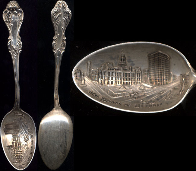 The Heart of Detroit Skyline View Sterling Silver Spoon 20.1 Grams