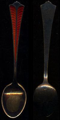David-Andersen Inlaid Spoon (Red) Sterling Silver