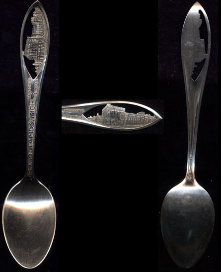 Grand Rapids Michigan Masonic Temple Sterling Silver Souvenir Spoon