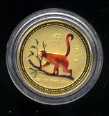 2004 Year of the Monkey Colorized 1/20 Ounce Gold Coin