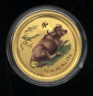 2009 Year of the Ox Colorized 1/10 Ounce Gold Coin