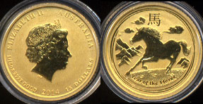 Australian Lunar Gold Coin Series II 2014 Year of the Horse 1/20th oz Gold Coin