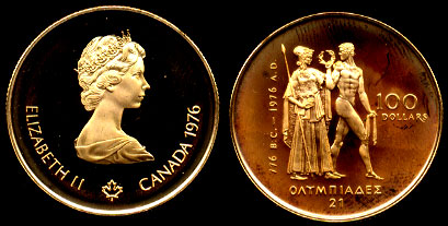 1976 Canada $100 Gold Coin Olympics Proof