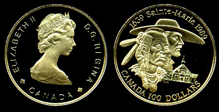 1989 Canada $100 Proof Gold Coin Sainte-Marie