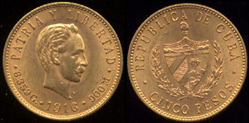 1916 Cuba % pesos