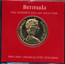 1975 Bermuda $100 Gold Coin Brilliant Uncirculated Specimen  Weight: .20 Ounces