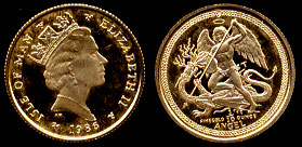 1986 T Isle of Man  Angel 1/10 Troy oz Gold Coin