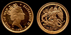 1987 L Isle of Man  Angel 1/10 Troy oz Gold Coin