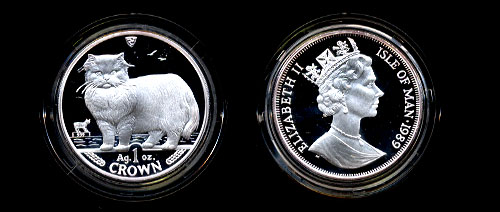 1989 Persian Cat proof Silver one ounce Coin