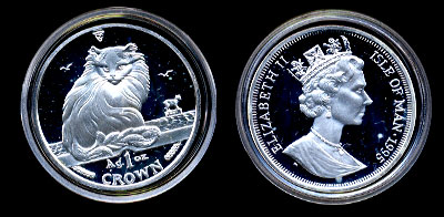 1995 Maine Coon Cat  proof Silver one ounce Coin