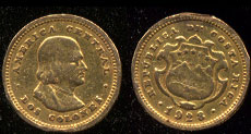 1928 Republic of Costa Rica Dos Colones Gold Coin **LOOP REMOVED AT 12:00**