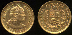 1912 1/2 Libra Peru Gold Coin