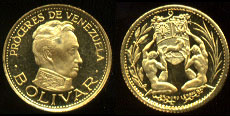 1 Bolivares Venezuela Medallion Uncircualted Gold Coin