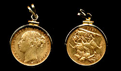 1887 -M Queen Victoria Sovereign 14K Yellow Gold Bezel