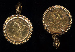1899-S $5 Liberty Gold Coin in 14K Gold Rope Bezel