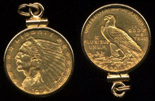 1914 D $2 1/2 Indian Gold Coin 14K Screwtop Gold Bezel Total weight 5.2 grams