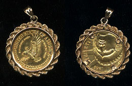 1986 $5 Statue of Liberty Gold Coin 14K Bezel