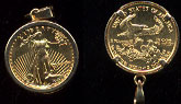 1990 1/10 Oz Gold Eagle Coin 14K Prongback Bezel