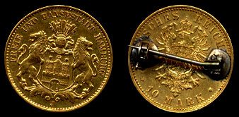 Hamburg 10 Mark Gold Coin