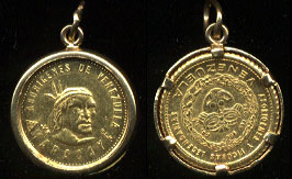 1/20 oz Pendant Venezuelan medal Maracayo .999 Fine Gold (24K) in 14k bezel Total Weight 2.1 grams