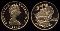 Gibraltar 50 Pounds  1980 Gold Commemorative