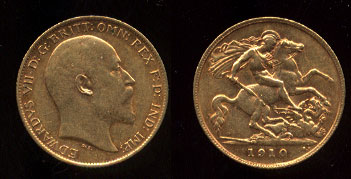 1910 Edward VII 1/2 Soveriegn Extra Fine Gold Coin