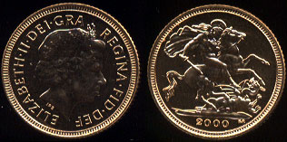 2000 Elizabeth 1/2 Sovereign Proof Gold Coin