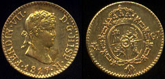 1817 Ferdinand VII 1/2 Escudo XF Gold Coin