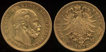 1872 german state of Prussia 20 Marks