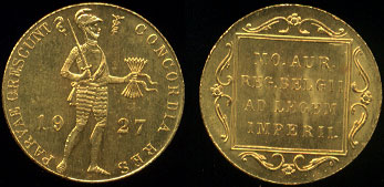 1927 Wilhelmina I 1 Ducat Netherlands Gold Coin Choice UNC