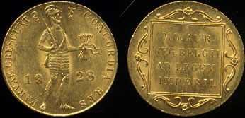 1928 Wilhelmina I 1 Ducat Netherlands UNC Gold Coin