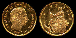 1900 Denmark 10 Kroner Gold Coin