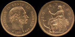 1900 (NEW) Christian IX 10 Kroner Gold Coin UNC