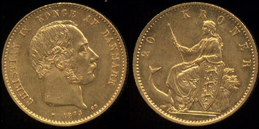 1873 (NEW) Denmark 20 Kroner Gold Coin