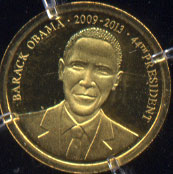 14k Proof Barack Obama President Medal Weight: 0.5 grams Diameter: 11 mm Material: 0.585% Gold (14k)