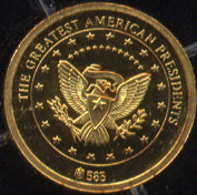 14K Proof George Washington Presidential Medal Weight: 0.5 grams Diameter: 11 mm Material: 0.585% Gold (14k)